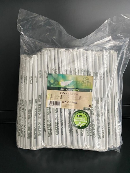Trinkhalm PLAknickbar 25 cm x 0,8 mm bunt einzeln gehüllt 250 Stück pro Pack