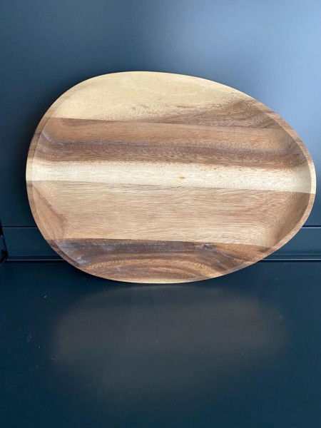 Holzbrett / Servierbrett oval 36 x 26 cm Strucktur gemasert