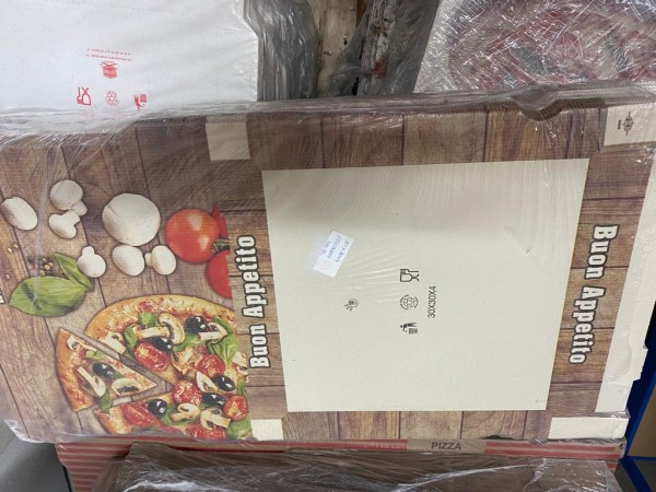 Pizza Karton 30 x 30 x 4 cm Motiv bedruckt 100 St. / Pack Preis / Pack