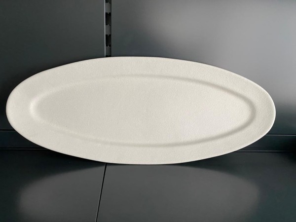 Melamin Platte oval Stucktur weiß 67 x 27 cm