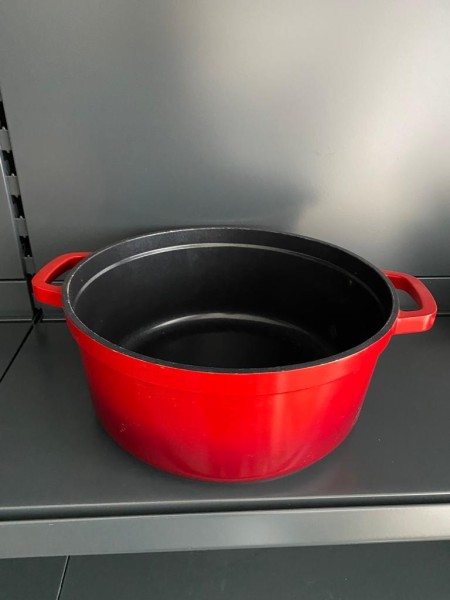 Emailtopf rund rot 30 cm ohne Deckel
