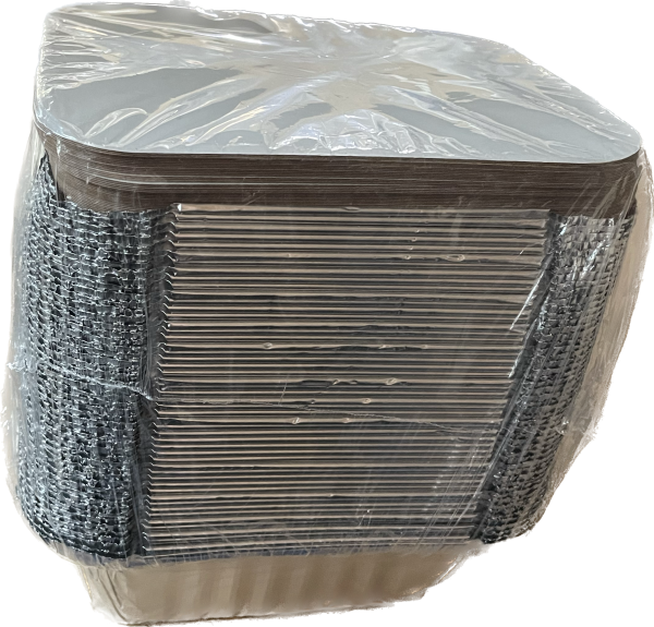 Alu Schale klein eckig 470 ml 146 x 120 x 41 mm mit Deckel 50 St / Pack Preis / Pack