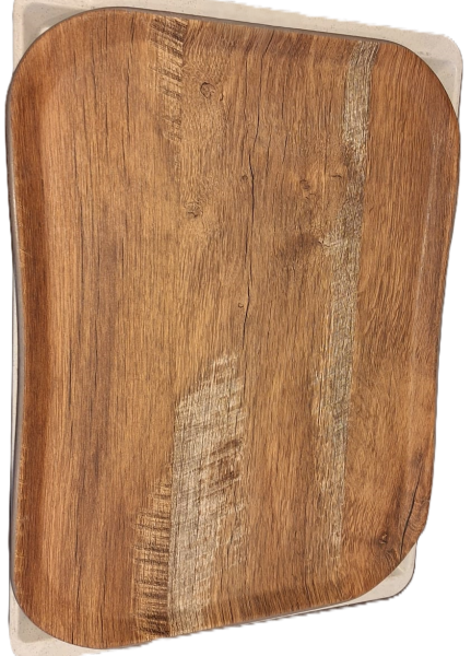 Tablett 33 x 43 cm braune Eiche Century texturierte glatte Oberfläche Holzoptik
